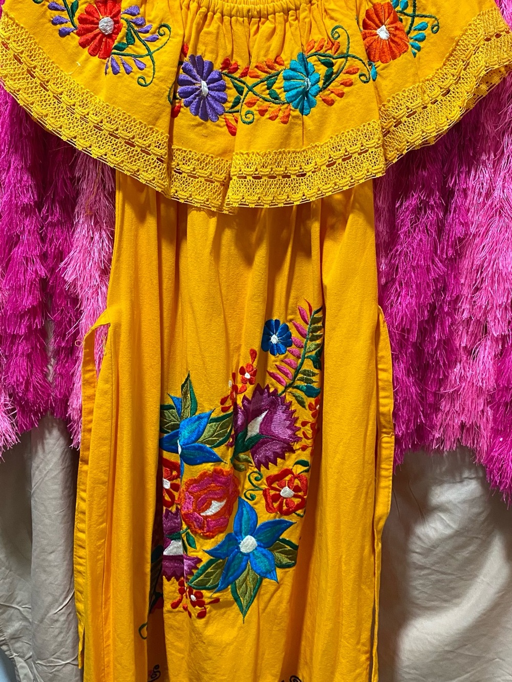 Girls' Yellow Embroidered Fiesta Dress